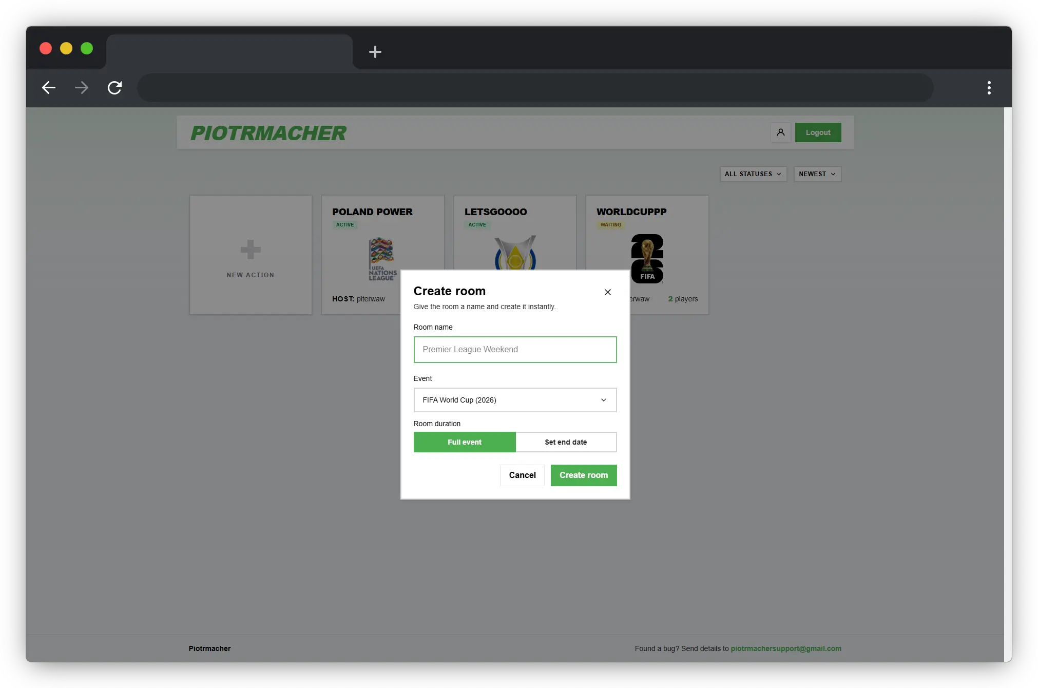 Set up your room quickly screenshot from Piotrmacher